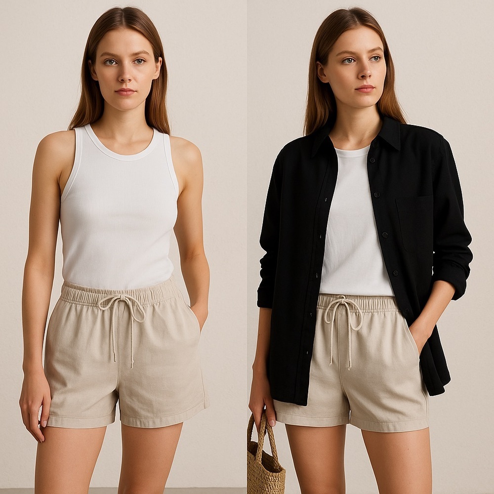 ASOS Tan Bermudas Relaxed Fit Cotton Blend 🤍🤍 - Picture 10 of 11